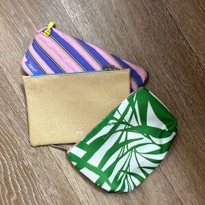 3 cosmetic bag set Kate Spade Clinique, IPSY, & zipit